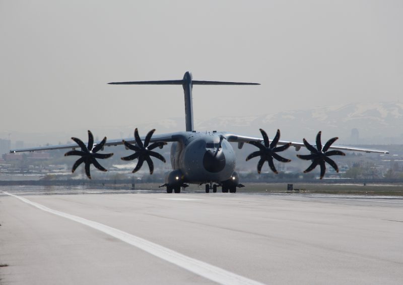 Türk Hava Kuvvetleri bağlısı A400M askeri nakliye uçağı.